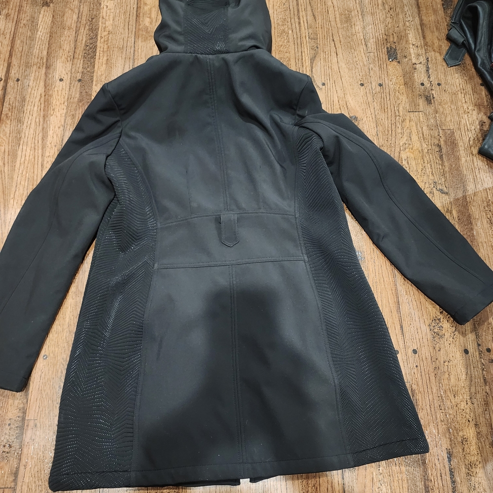 Liz Claiborne Black Long Waterproof Hooded Coat - Picture 4 of 4